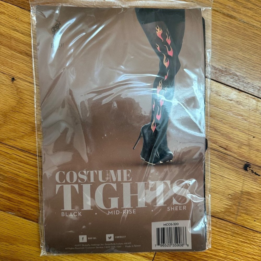 5/$20 New Flame Print Black Tights